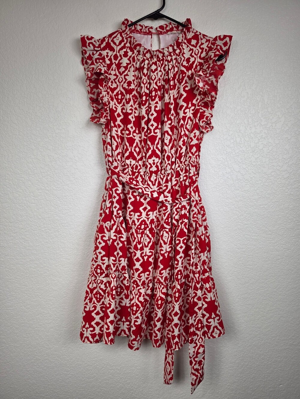 Anthropologie Jodifl Red White Medium Dress with Belt